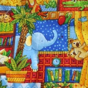 Fabric Cotton Primary Colors Baby Animals 1 3/4 yards Remnant DIY